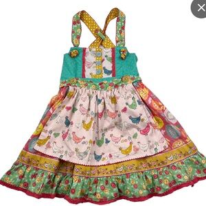Matilda Jane - Size 4 - to the birds chicken apron dress with reversible apron